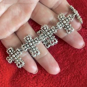 Pretty Silvertone Cross Statement Magnet Clasp Bracelet